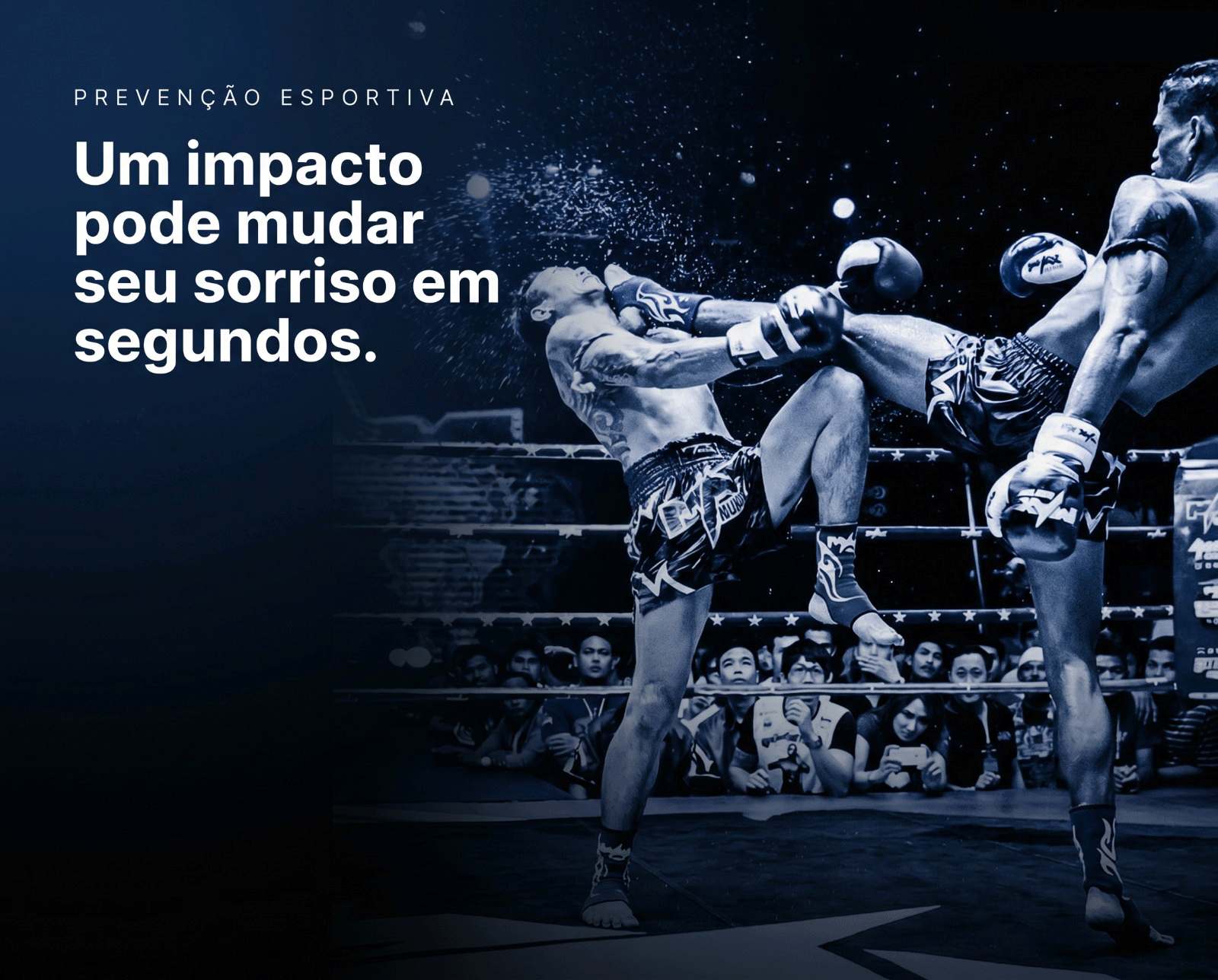 Prevenção esportiva — atleta em ação de muay thai